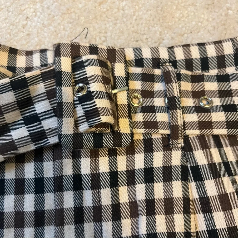 Forever 21 Black & White Gingham High-Waist Belted Shorts